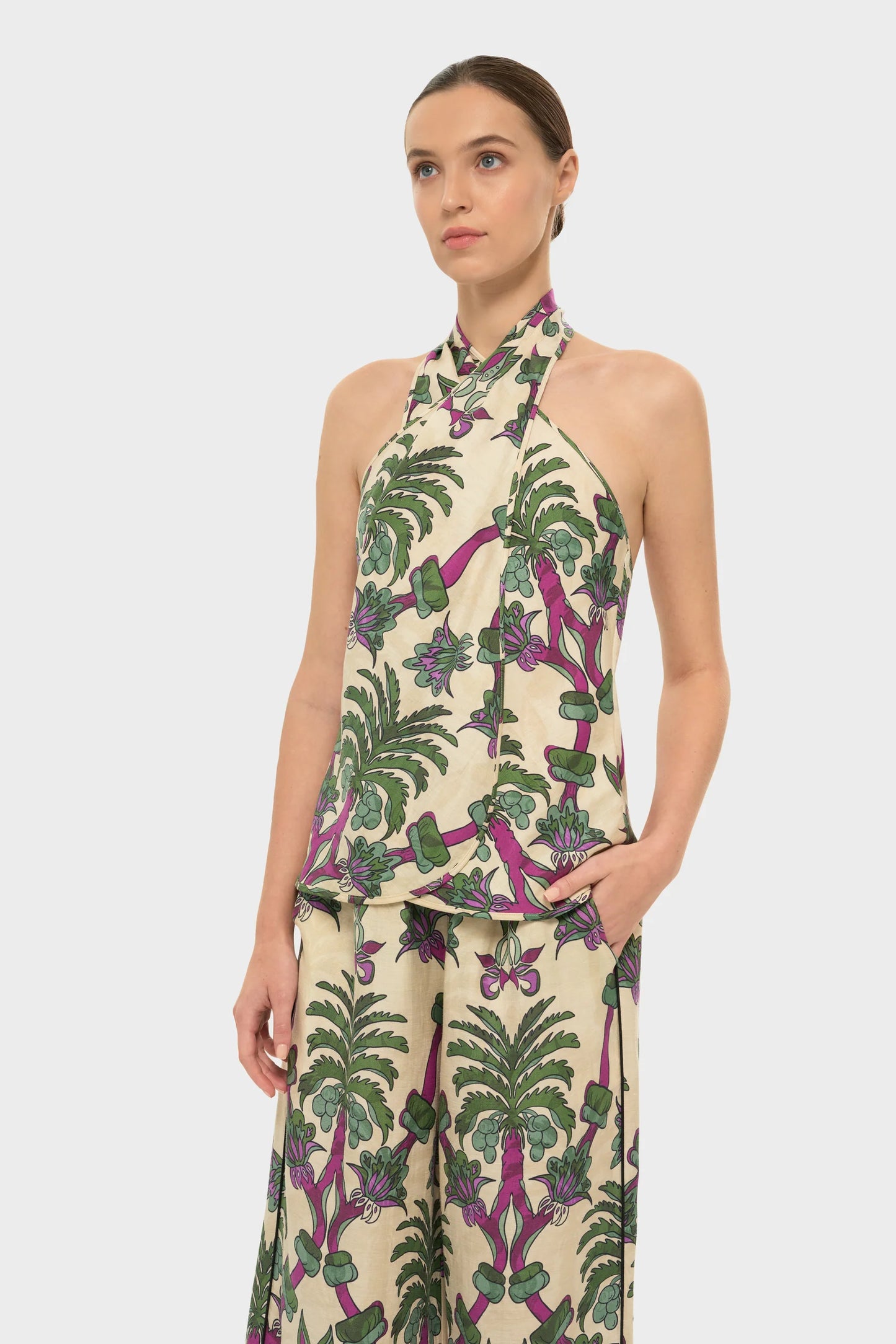 Palmera AquaFlora Cross Halter Top