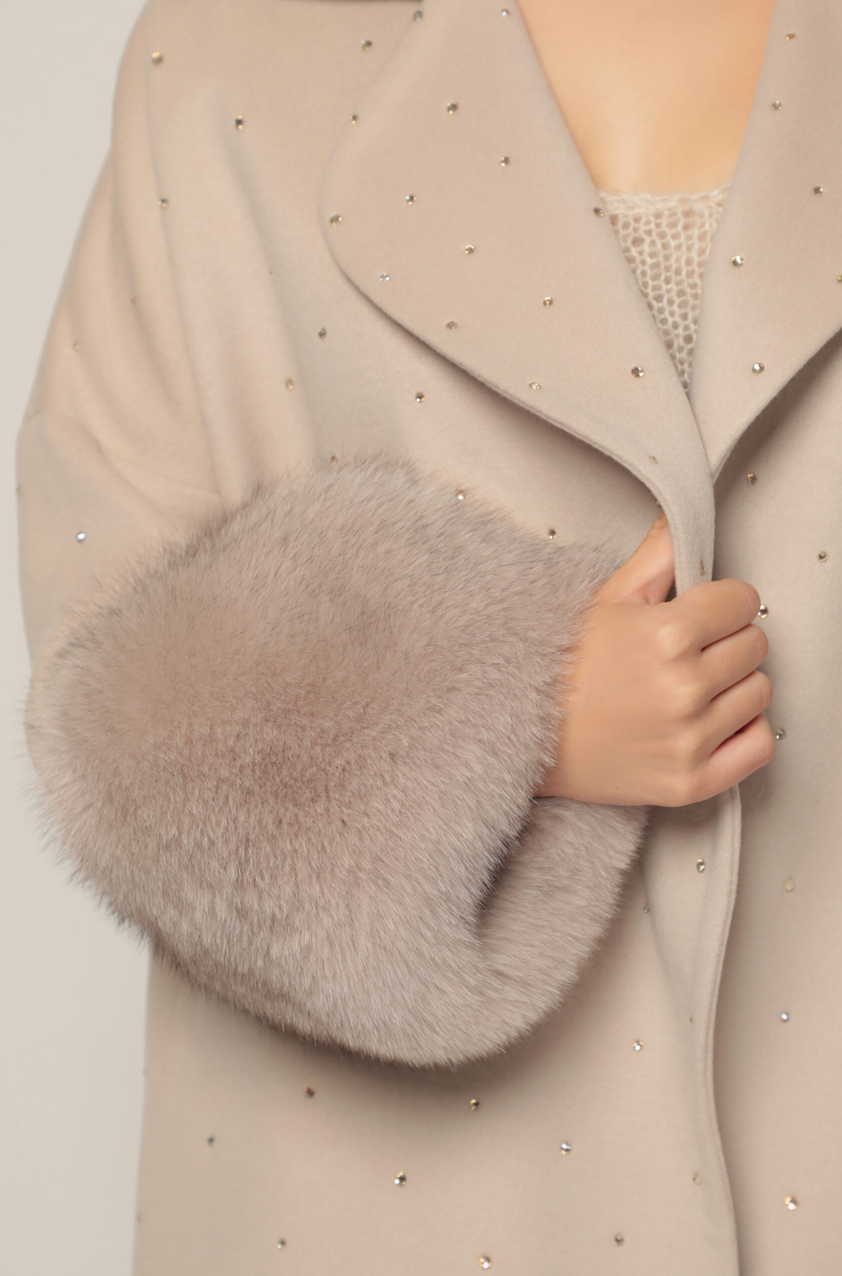 Fox Sleeves Coat with Swarovski Crystal Detailing