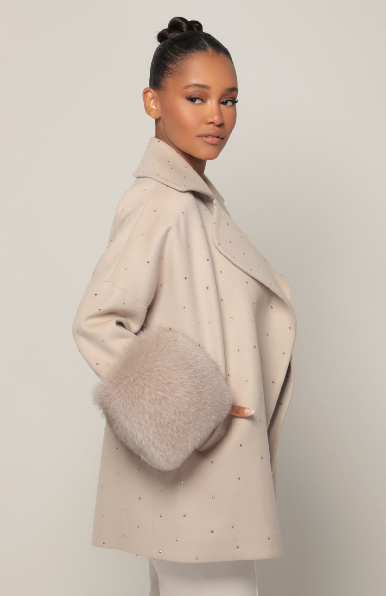 Fox Sleeves Coat with Swarovski Crystal Detailing