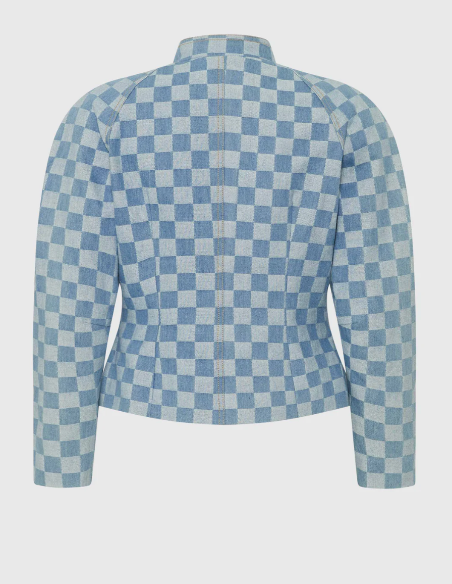 Checkered Cosmic Voyage Raglan Sleeve Jacket