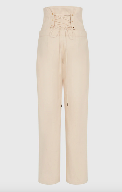 Ivory Pearl Corset Denim Trousers