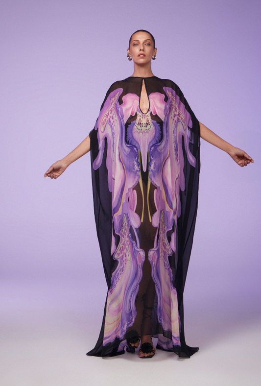FLORAL BLACK KAFTAN