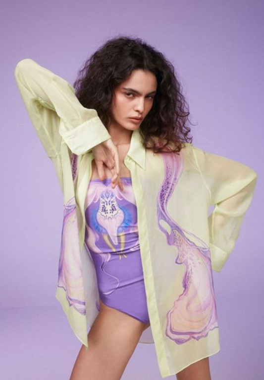 MAIO - FLORAL PURPLE ONE-PIECE BODYSUIT