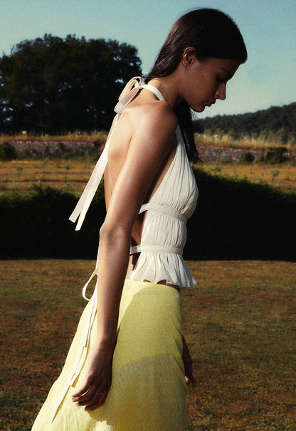 Chiffon Wrap Top in Ivory