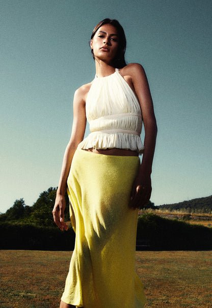 Chiffon Wrap Top in Ivory