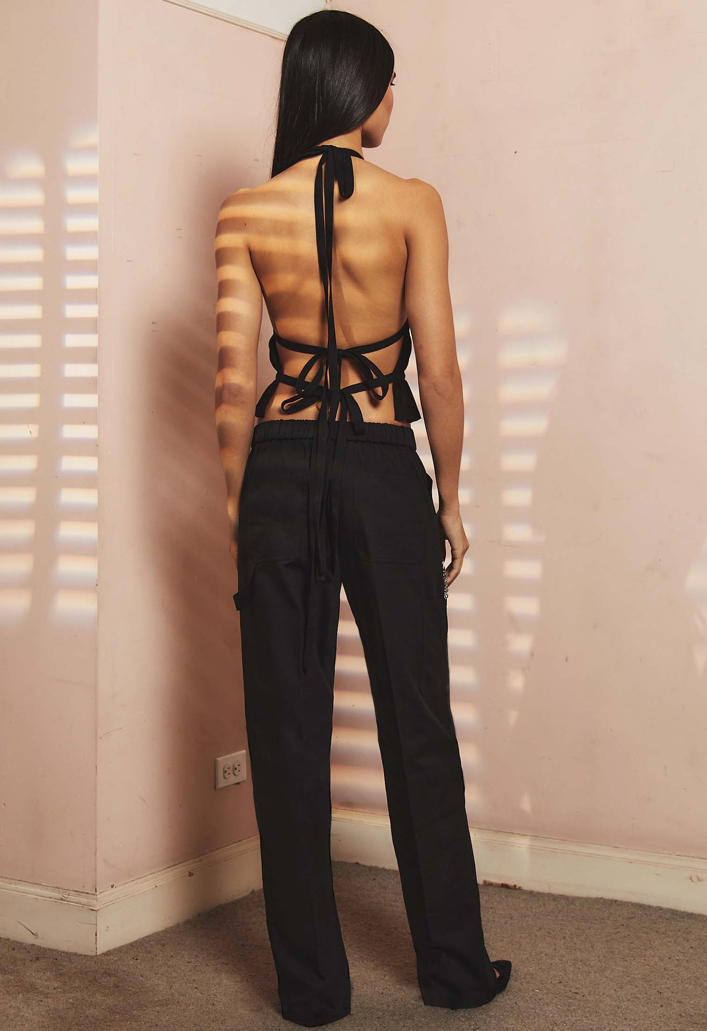 Chiffon Wrap Top in Black
