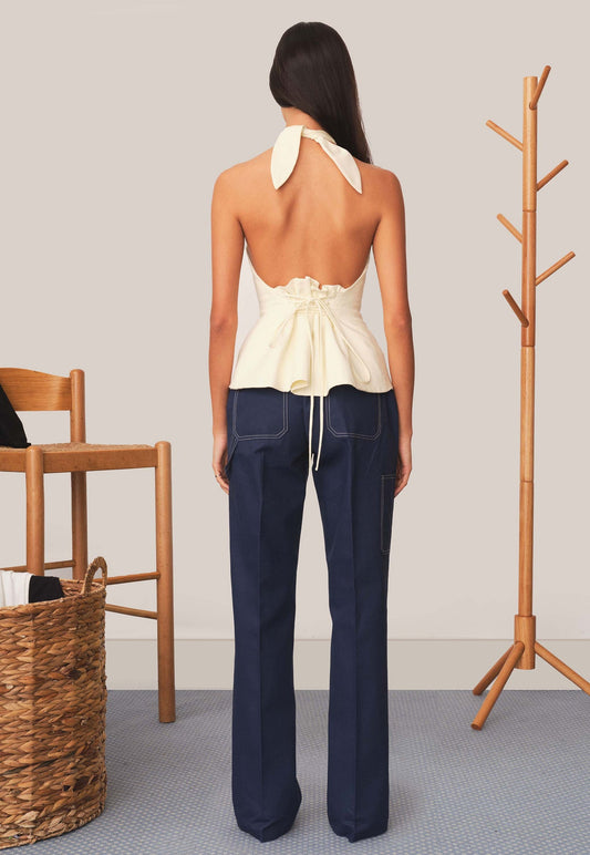 Sculpted Halter Top in Ivory