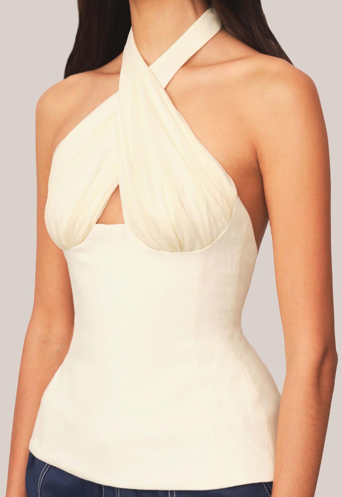 Sculpted Halter Top in Ivory