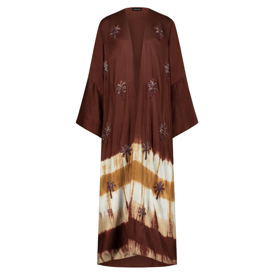 Dark Brown Sand Tie Dye Abaya