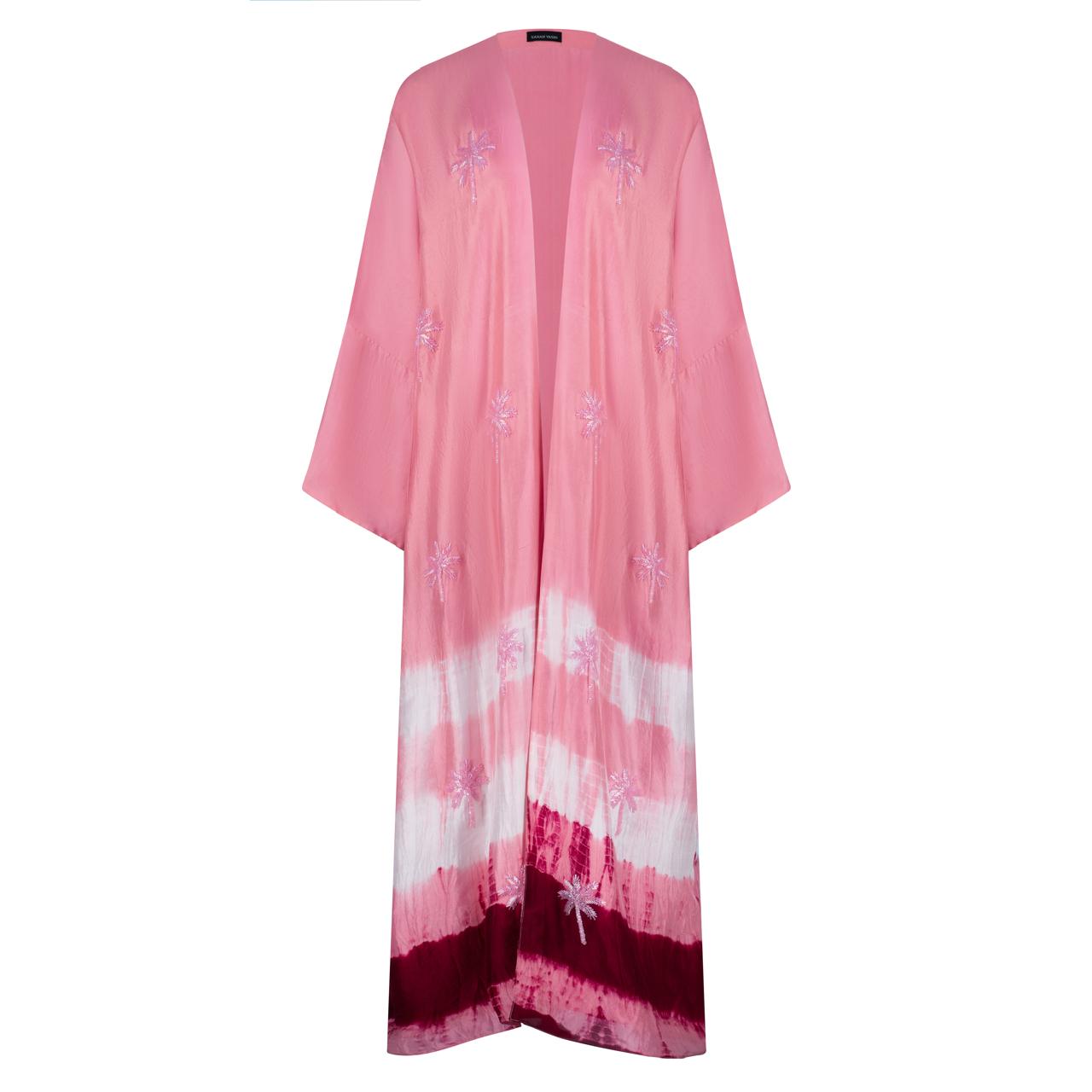 Pink and Maroon Tie Dye Abaya