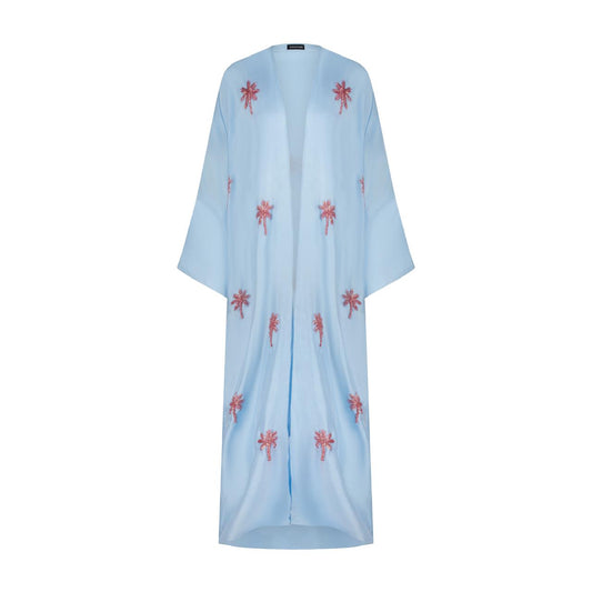 Light Blue Abaya with Pink Palm Trees