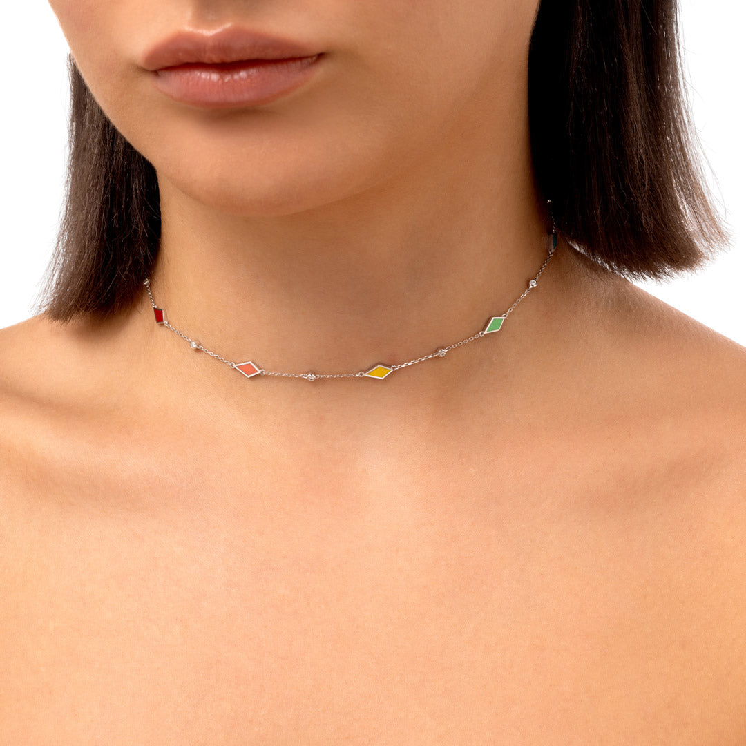 MOSAIC CHOKER WITH MULTICOLORED ENAMEL