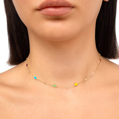 MOSAIC CHOKER WITH MULTICOLORED ENAMEL