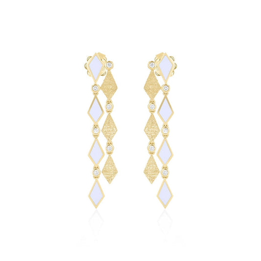 MOSAIC GOLD LONG EARRINGS IN SANDBLAST